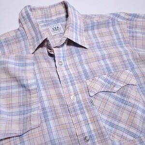 Vintage Levi's 1980 Large USA Olympic Games Short Sleeve Button Plaid